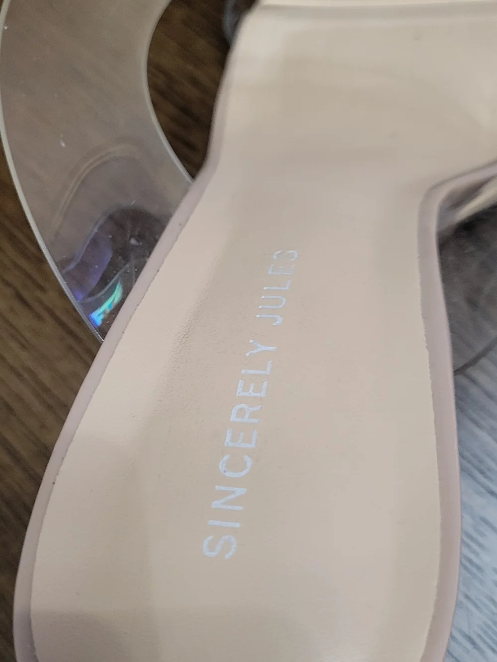 Sincerely Jules Nude Wedge Sandals with Clear Straps 8.5